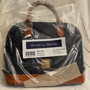 Dooney & Bourke Pebble Grain Midnight Blue Zip Zip Satchel